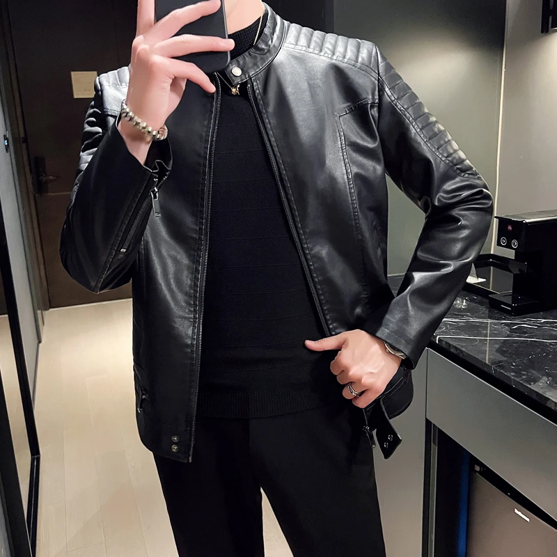 Male Dress Suit Coat Motorcycle Biker Pu Thin Leather Jackets Male Spring Autumn Fashion Brand New Men's Lapel Leather Jackets
Male Dress Suit Coat Motorcycle Biker Pu Thin Leather Jackets Male Spring Autumn Fashion Brand New Men's Lapel Leather Jackets