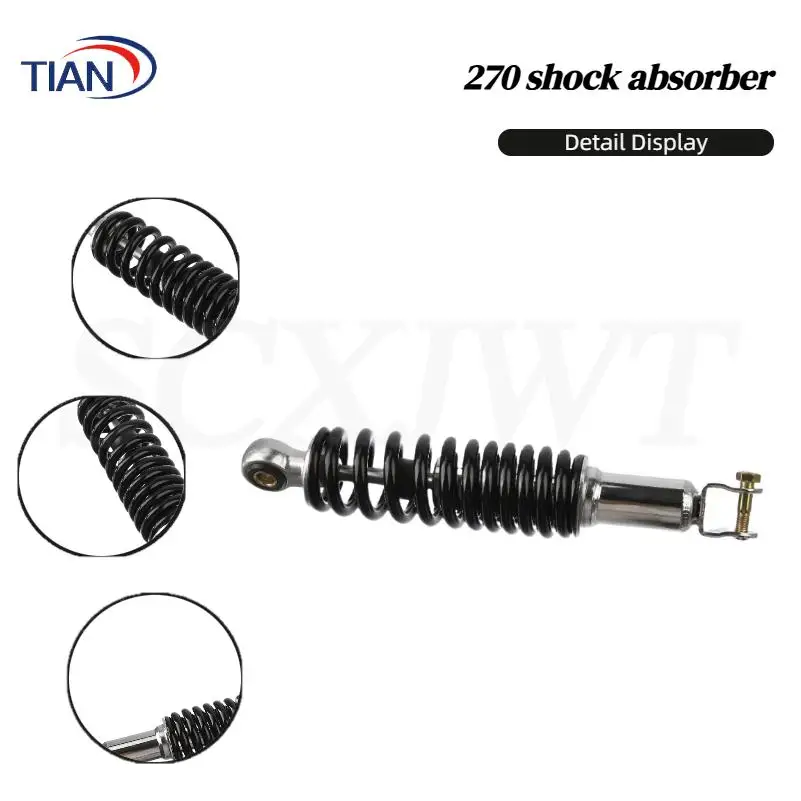 270MM scooter motorcycle rear shock absorber suitable for YMH100 Liying 125 rear shock absorber single suspension modification
270MM scooter motorcycle rear shock absorber suitable for YMH100 Liying 125 rear shock absorber single suspension modification