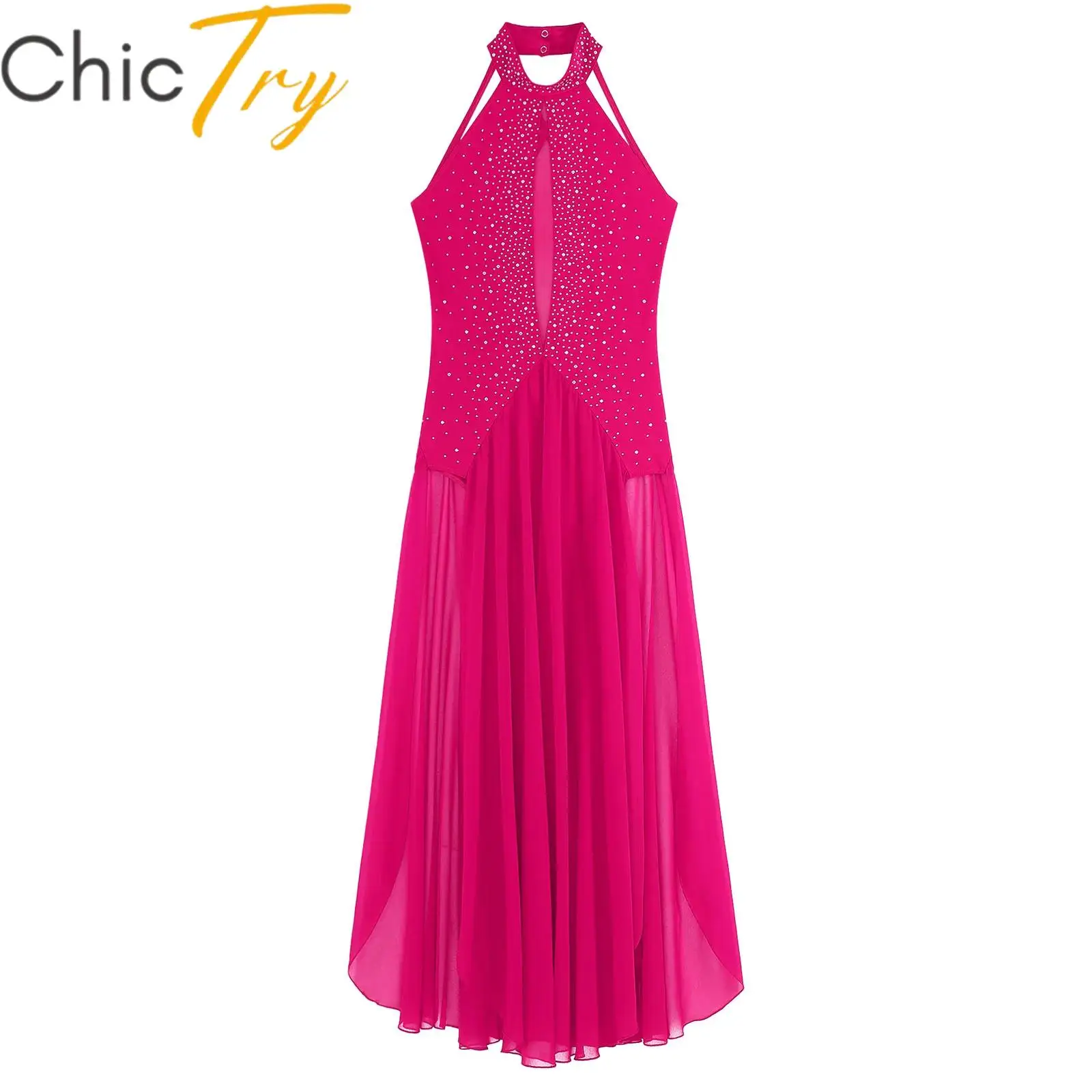 Womens Lyrical Dance Dress Modern Contemporary Dancewear Sleeveless Halter Rhinestones Split Maxi Dress for Lyrical Performance
Womens Lyrical Dance Dress Modern Contemporary Dancewear Sleeveless Halter Rhinestones Split Maxi Dress for Lyrical Performance