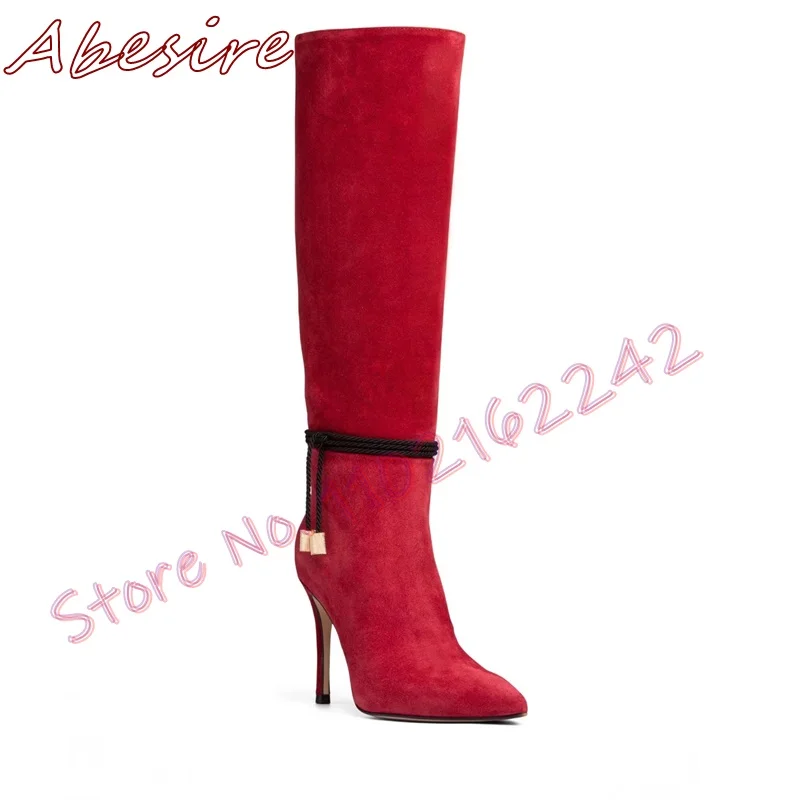 Women'S Knee High Boots Red Suede Pointed Stiletto Knee High Boots Elegant Sexy Party Fashion Straight Boots Spring And Autumn
Women'S Knee High Boots Red Suede Pointed Stiletto Knee High Boots Elegant Sexy Party Fashion Straight Boots Spring And Autumn
