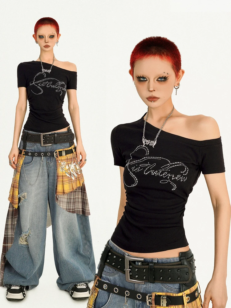 Nico Molly American Retro Hot Girl Style Short Sleeve T-Shirt Women Summer Design Short Shoulder Bared Slim Fit Streetwear
Nico Molly American Retro Hot Girl Style Short Sleeve T-Shirt Women Summer Design Short Shoulder Bared Slim Fit Streetwear