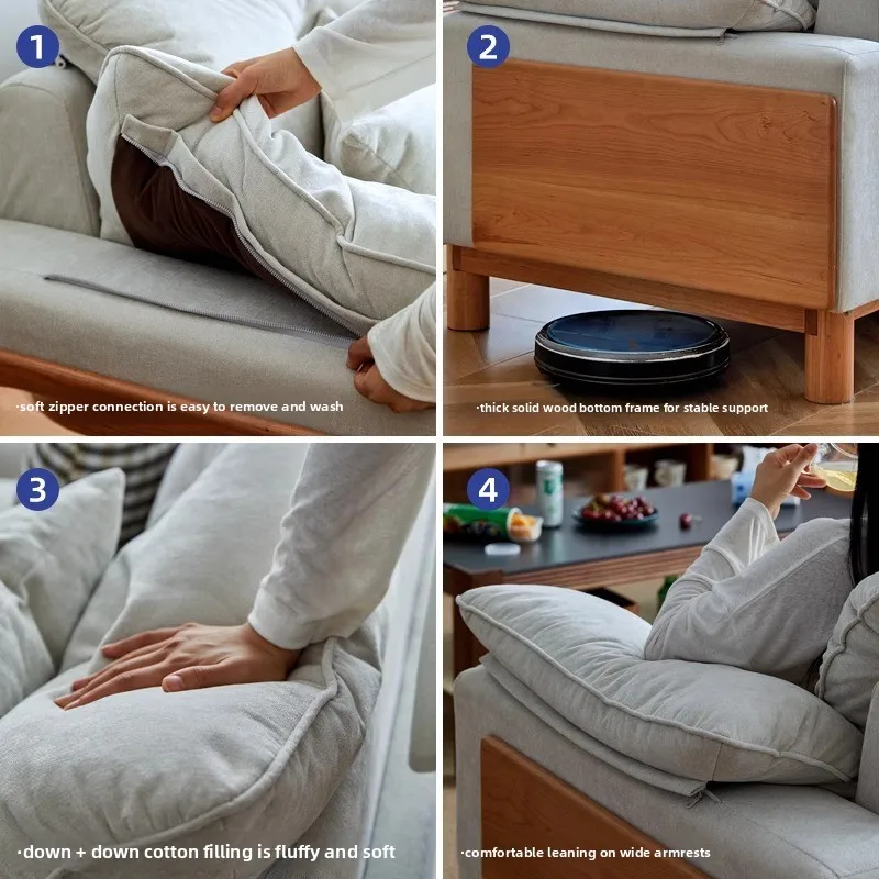 Solid wood fabric chenille couch cream wind cherry wood removable and washable small apartment cloud light luxury sofa pedal
Solid wood fabric chenille couch cream wind cherry wood removable and washable small apartment cloud light luxury sofa pedal