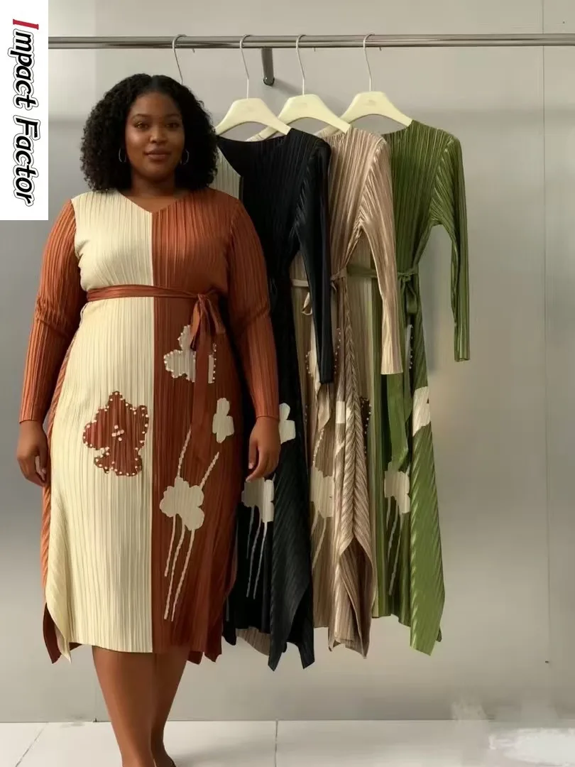 Miyake 2025 Winter New Loose V-neck Contrast Dress Pleated Patchwork Print Foreign Style Skirt for Women
Miyake 2025 Winter New Loose V-neck Contrast Dress Pleated Patchwork Print Foreign Style Skirt for Women