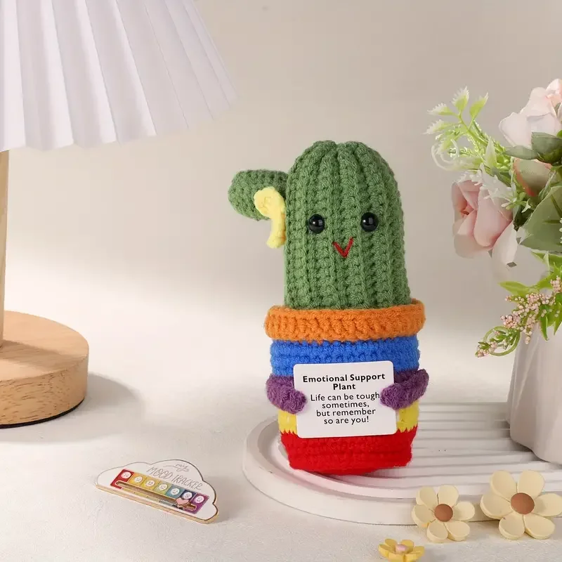 5.1" Whimsical Crochet Cactus with Encouragement Card - Colorful Wool Knitted Plant Doll, Perfect for Party Favors Birthday Gift
5.1" Whimsical Crochet Cactus with Encouragement Card - Colorful Wool Knitted Plant Doll, Perfect for Party Favors Birthday Gift