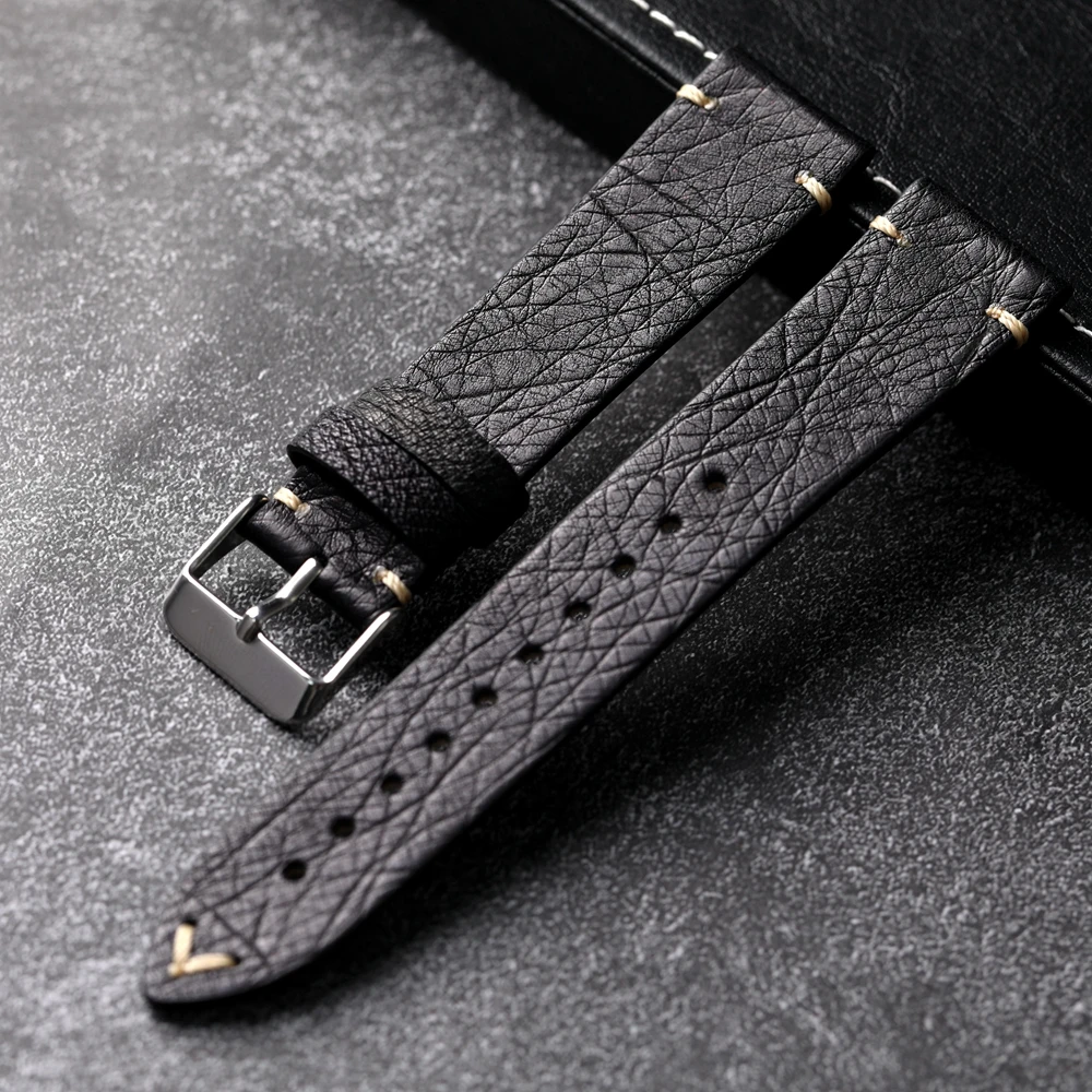 Handmade ostrich leather strap brown black 18 19 20 21 22MM vintage men's bracelet, South African leather Watchband
Handmade ostrich leather strap brown black 18 19 20 21 22MM vintage men's bracelet, South African leather Watchband