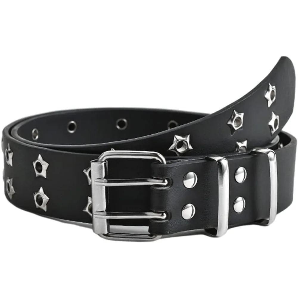 Gothic Belt Star Rivet Double Needle Buckle PU Leather Belt Men's and Women's Jeans Fashion Belt
Gothic Belt Star Rivet Double Needle Buckle PU Leather Belt Men's and Women's Jeans Fashion Belt