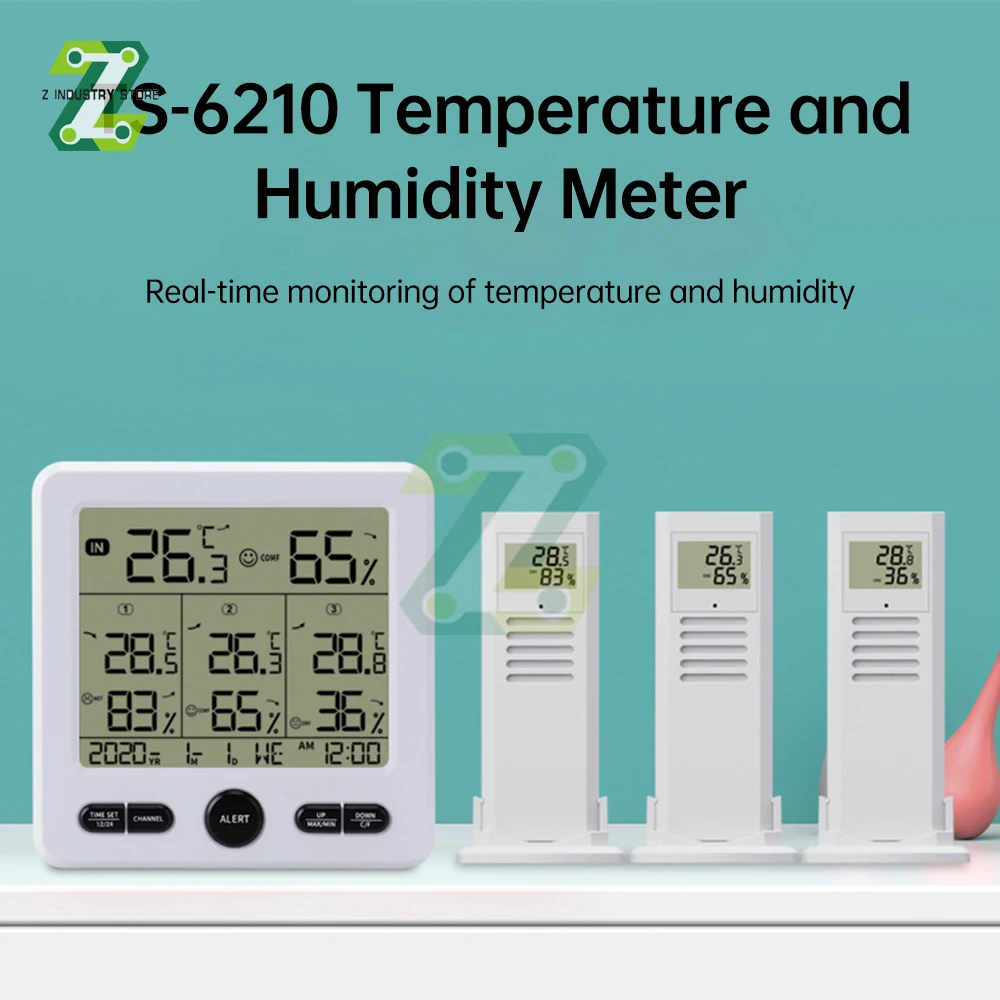High-precision Multi-functional Electronic Digital Display Temperature Humidity Meter With Alarm -50~+70 ℃ 20~99% RH 3 Channel
High-precision Multi-functional Electronic Digital Display Temperature Humidity Meter With Alarm -50~+70 ℃ 20~99% RH 3 Channel