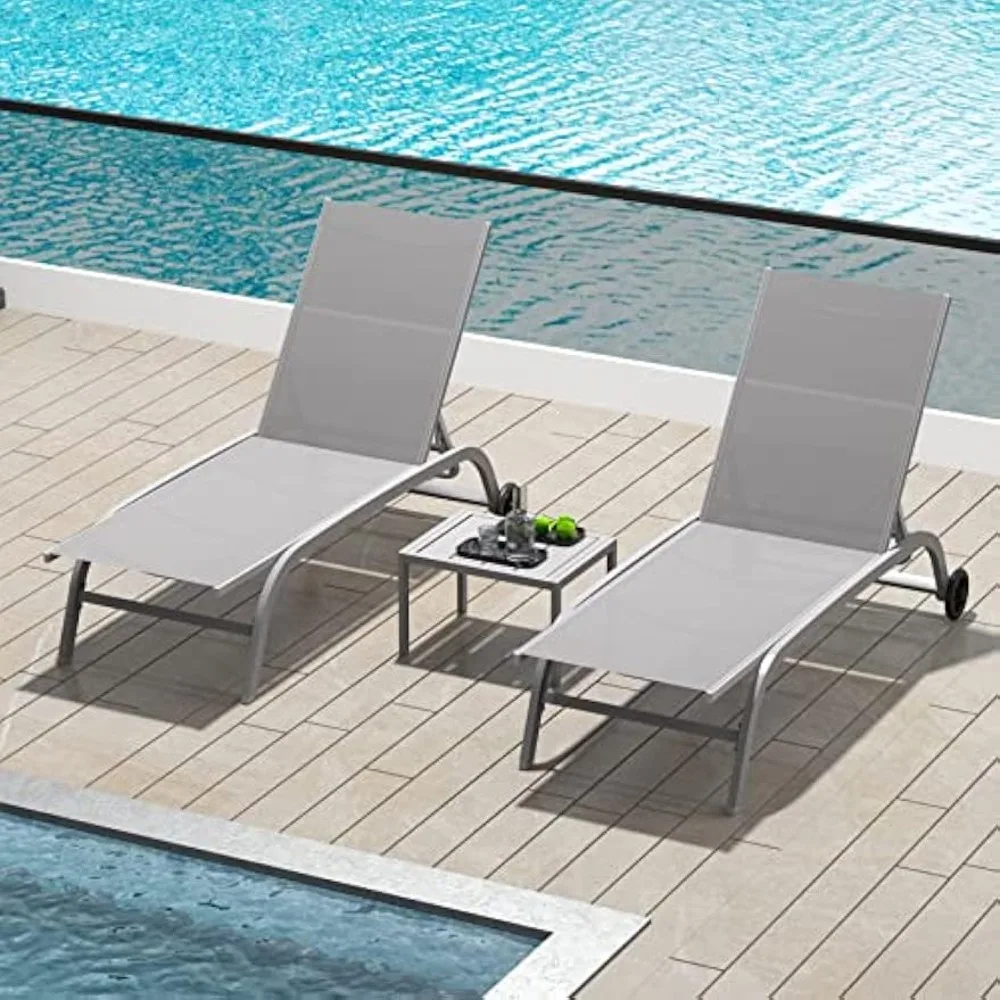 Chaise Lounge Outdoor Set of 3, Lounge Chairs for Outside with Wheels, Outdoor Chaise Lounge with 5 Adjustable Position, Po
Chaise Lounge Outdoor Set of 3, Lounge Chairs for Outside with Wheels, Outdoor Chaise Lounge with 5 Adjustable Position, Po