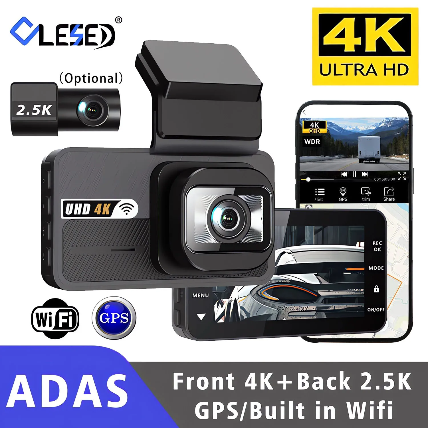 4K + 2,5K видеорегистратор WIFI ADAS GPS Автомобильный видеорегистратор с двумя объективами Видео AI Driver Assistance Drive Recorder Регистратор Черный ящик
4K + 2,5K видеорегистратор WIFI ADAS GPS Автомобильный видеорегистратор с двумя объективами Видео AI Driver Assistance Drive Recorder Регистратор Черный ящик