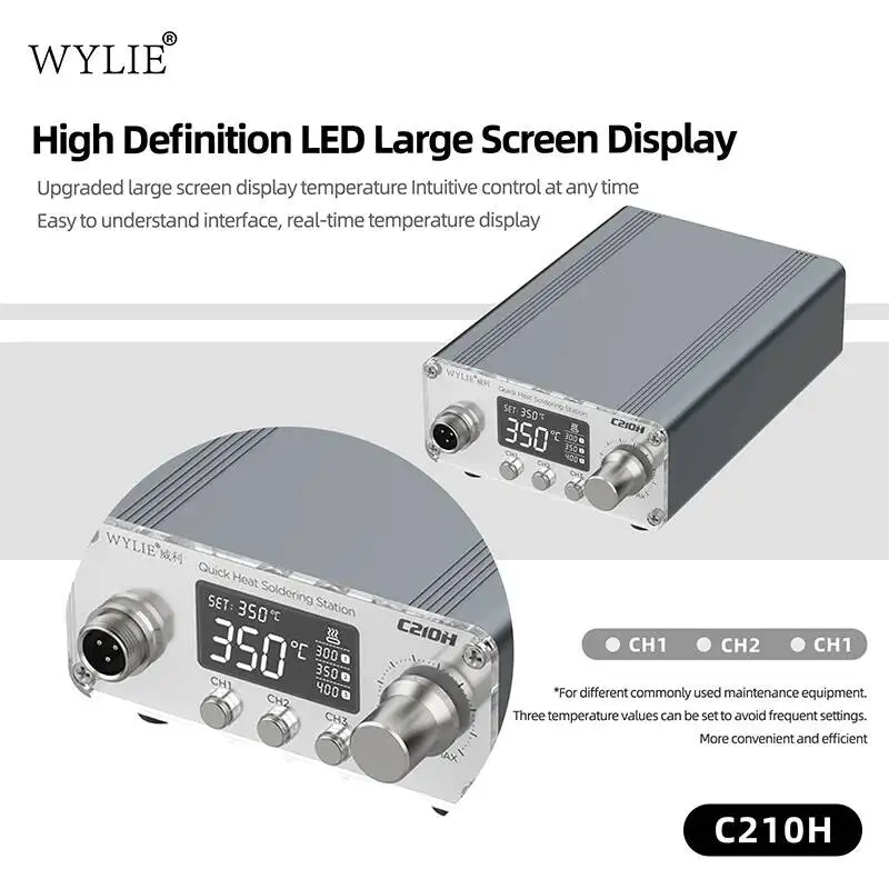 WYLIE C210H Smart Portable Soldering Station 75W Digital Display 90-480°C Temperature Control BGA for Phone Repair Welding Tools
WYLIE C210H Smart Portable Soldering Station 75W Digital Display 90-480°C Temperature Control BGA for Phone Repair Welding Tools