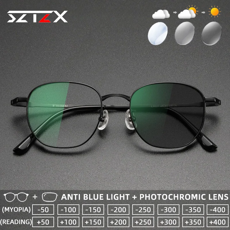 SZTZX Business Titanium Photochromic Reading Glasses Blue Light Blocking Square Myopia Glasses Progressive Prescription Eyewear
SZTZX Business Titanium Photochromic Reading Glasses Blue Light Blocking Square Myopia Glasses Progressive Prescription Eyewear