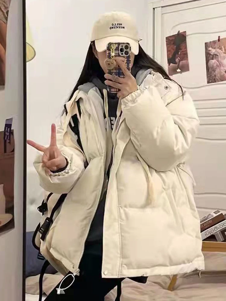 Cotton Parkas Women Winter Warm Hooded Coat Female Korean Fashion Thick Padded Jacket Ladies Sweet Loose Chic Zipper Outerwear 
Cotton Parkas Women Winter Warm Hooded Coat Female Korean Fashion Thick Padded Jacket Ladies Sweet Loose Chic Zipper Outerwear