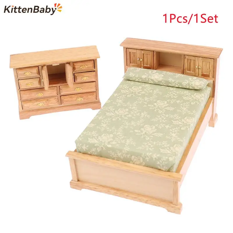 1Pcs/1 Set 1/12 Mini Wooden Bed With Cabinet Dollhouse Miniature Life Scenes Ornament Kids Pretend Play Toys
1Pcs/1 Set 1/12 Mini Wooden Bed With Cabinet Dollhouse Miniature Life Scenes Ornament Kids Pretend Play Toys