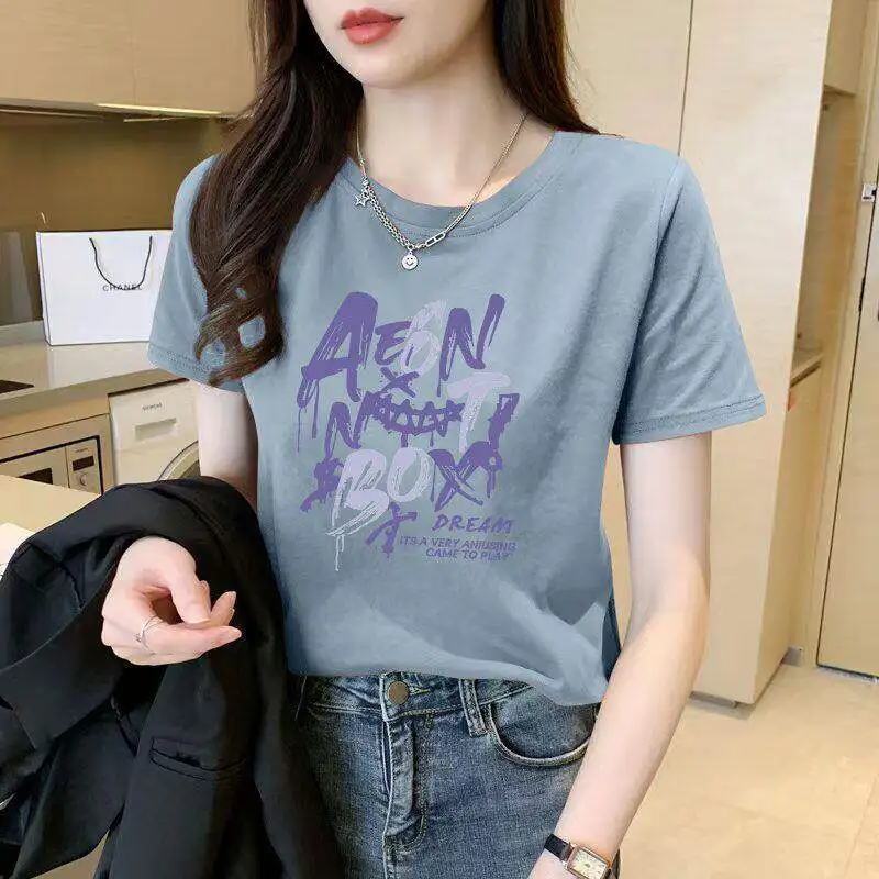 Fashionable round Neck Short Sleeve Mom T-Shirt Women's Summer Print Trendy Large Size New Top Casual Style Polyester Fiber
Fashionable round Neck Short Sleeve Mom T-Shirt Women's Summer Print Trendy Large Size New Top Casual Style Polyester Fiber