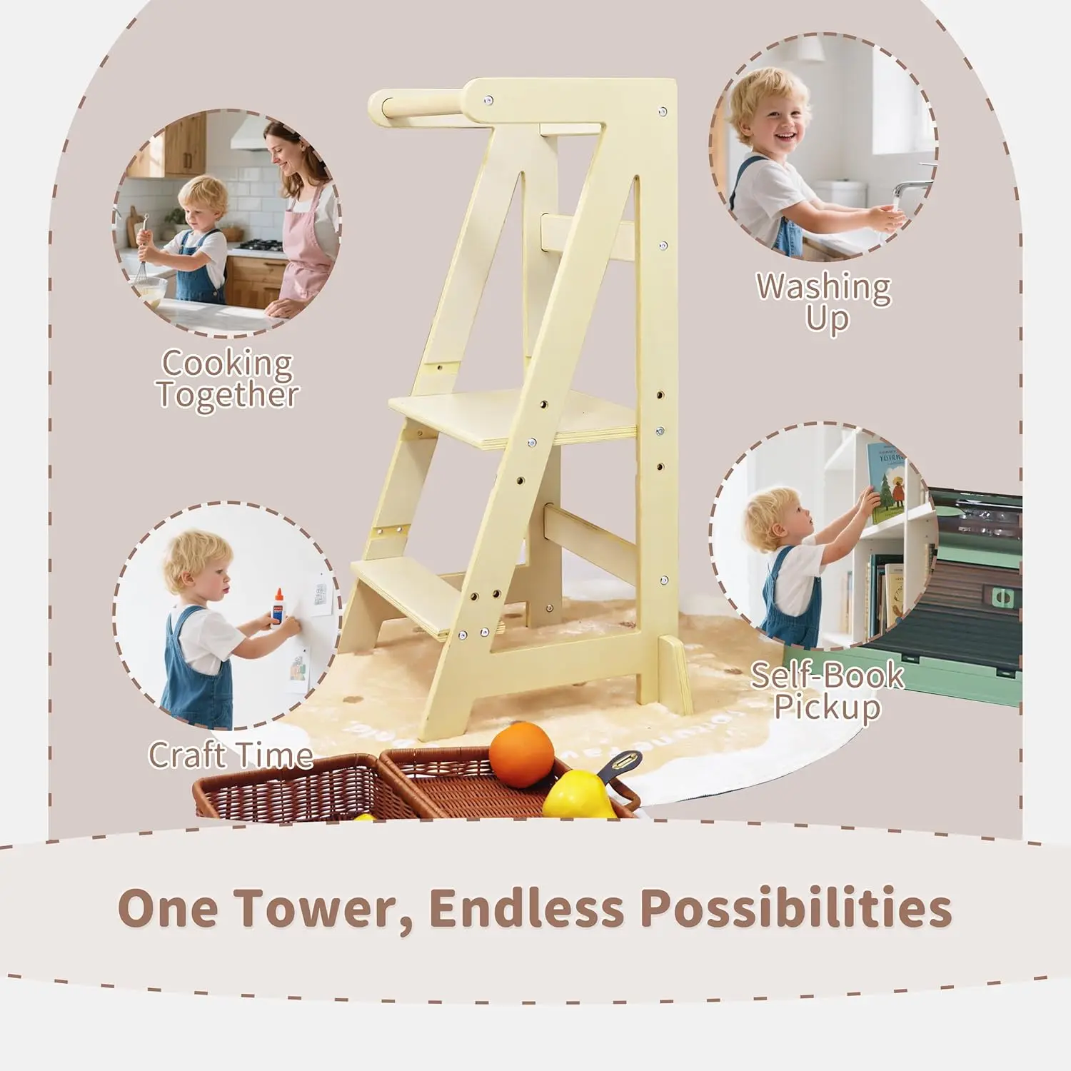 Adjustable Wooden Learning Helper and Kitchen Tower for Kids - Montessori-Inspired Toddler Tower and Stool ·Factory Direct Sales
Adjustable Wooden Learning Helper and Kitchen Tower for Kids - Montessori-Inspired Toddler Tower and Stool ·Factory Direct Sales
