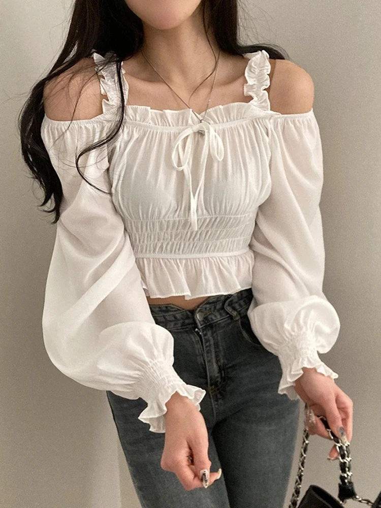 Faionable ort Sle Women's irt Svel Lantern Sve oulder Bared Slim Fit Top Korean Version Commute Wear
Faionable ort Sle Women's irt Svel Lantern Sve oulder Bared Slim Fit Top Korean Version Commute Wear