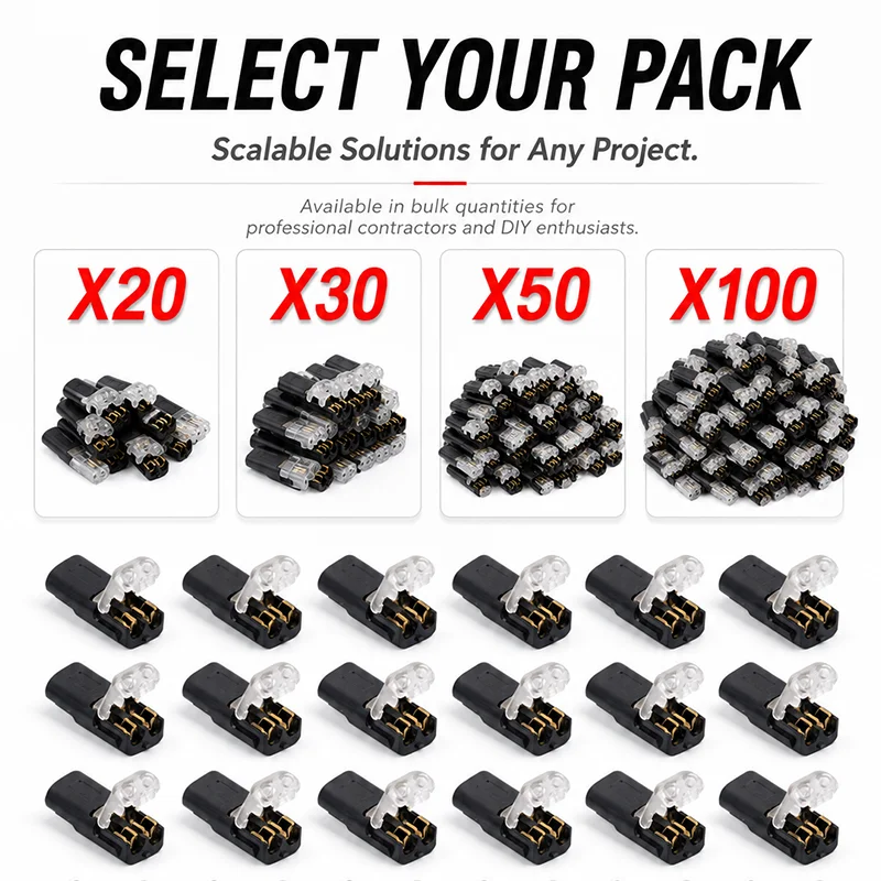 20/30/50/100 Pack of H2 2-Pin Pluggable Wire Connectors, Nylon Insulated Copper Quick-Connect Terminal Blocks
20/30/50/100 Pack of H2 2-Pin Pluggable Wire Connectors, Nylon Insulated Copper Quick-Connect Terminal Blocks