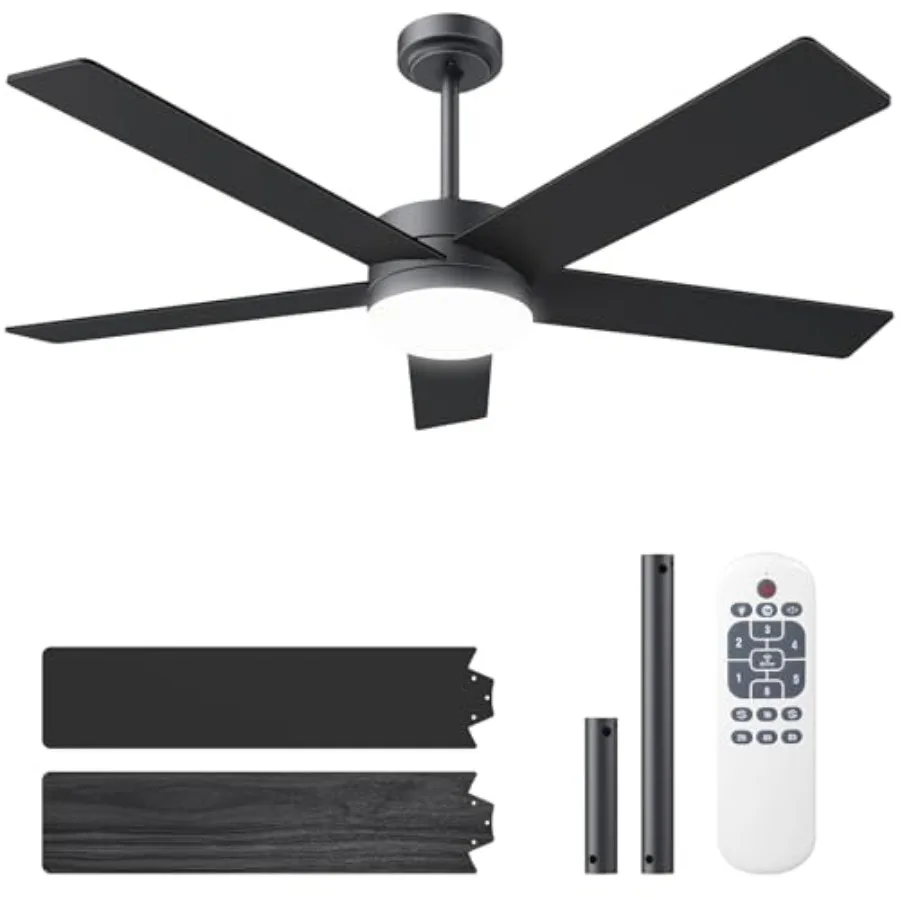 Ceiling Fans with Lights and Remote, 52 inch Ceiling Fans with Flush Mount, 22W 3-Color LED Light, 6 Speed Reversible, Dual Fin
Ceiling Fans with Lights and Remote, 52 inch Ceiling Fans with Flush Mount, 22W 3-Color LED Light, 6 Speed Reversible, Dual Fin