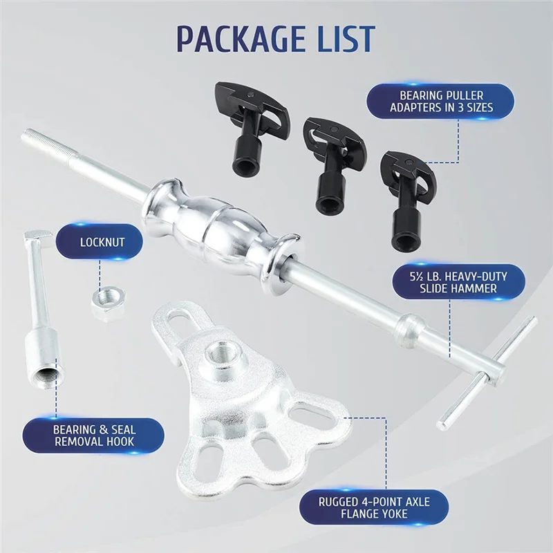 NEW-Rear Axle Bearing Puller Tool Kit & Slide Hammer Set, Axle Seal & Bearing Remover Set
NEW-Rear Axle Bearing Puller Tool Kit & Slide Hammer Set, Axle Seal & Bearing Remover Set