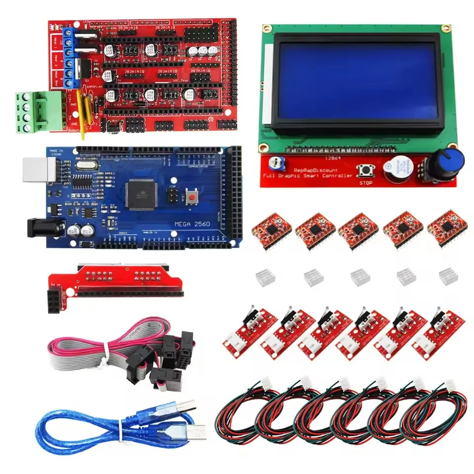 CNC 3D Printer Kit for Mega 2560 R3 + RAMPS 1.4 Controller + LCD 12864 + 6 Limit Switch Endstop + 5 A4988 Stepper
CNC 3D Printer Kit for Mega 2560 R3 + RAMPS 1.4 Controller + LCD 12864 + 6 Limit Switch Endstop + 5 A4988 Stepper