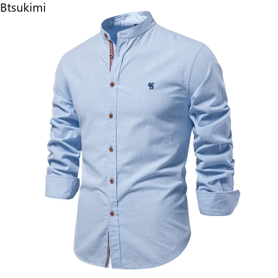 Spring New Men's 100% Cotton Linen Shirt Solid Long Sleeve Embroidery Shirt High Quality Stand Collar Button Casual Tops for Men
Spring New Men's 100% Cotton Linen Shirt Solid Long Sleeve Embroidery Shirt High Quality Stand Collar Button Casual Tops for Men