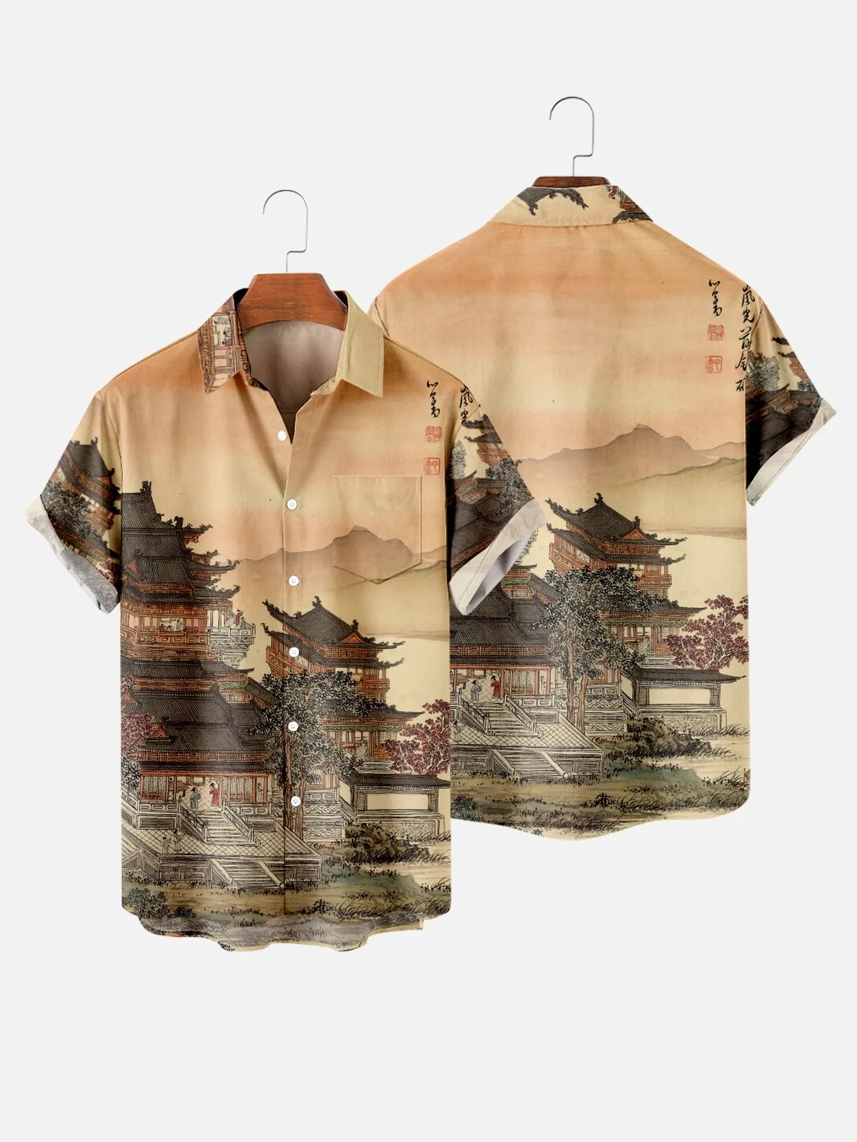 2021 men's casual trend of Chinese ink style spring and summer shirt short-sleeved chest pocket design fashion buttons 3
2021 men's casual trend of Chinese ink style spring and summer shirt short-sleeved chest pocket design fashion buttons 3