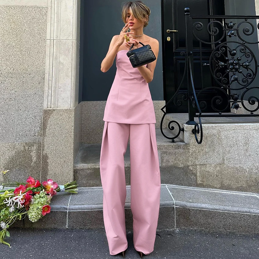 Linad Street Off The Shoulder Vest With Loose Trousers 2 Piece Sets Summer Sleeveless Tank Top Elegant Pink Outfits Women 2025
Linad Street Off The Shoulder Vest With Loose Trousers 2 Piece Sets Summer Sleeveless Tank Top Elegant Pink Outfits Women 2025