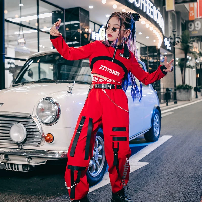 Red Jazz Dancewear Children Streetwear Hip Hop Dancing Clothes Girls Street Dance Performance Suit Kpop Dance Outfit DL11230
Red Jazz Dancewear Children Streetwear Hip Hop Dancing Clothes Girls Street Dance Performance Suit Kpop Dance Outfit DL11230