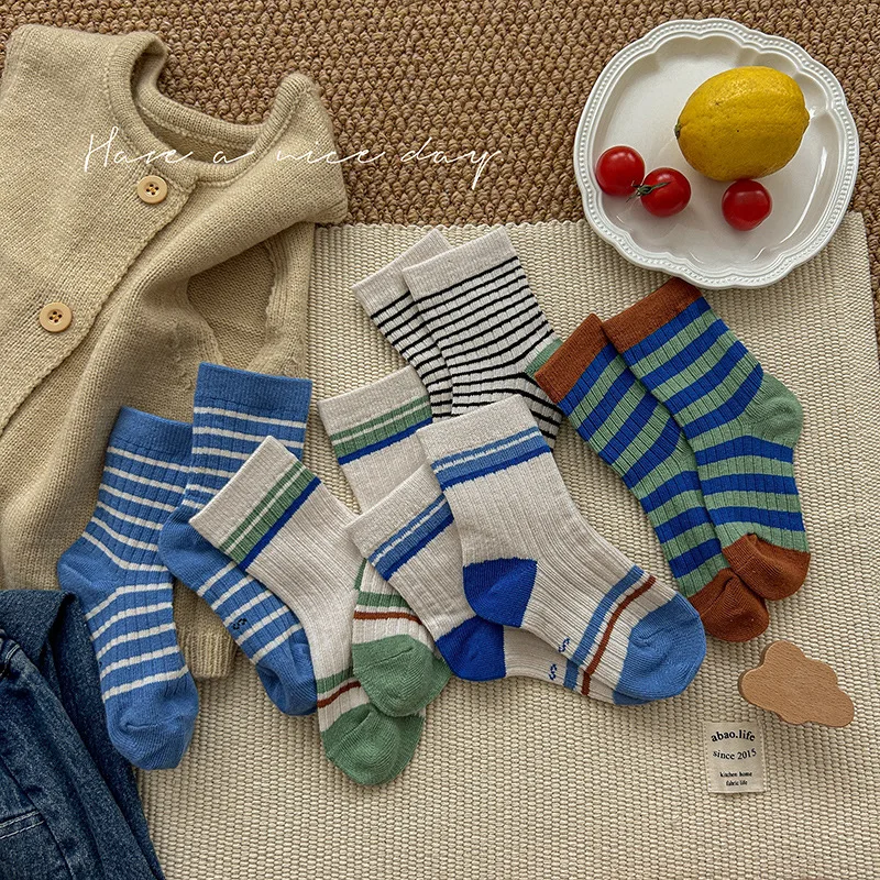 autumn and winter cotton kids socks for boys and girls college striped casual sports medium tube
autumn and winter cotton kids socks for boys and girls college striped casual sports medium tube