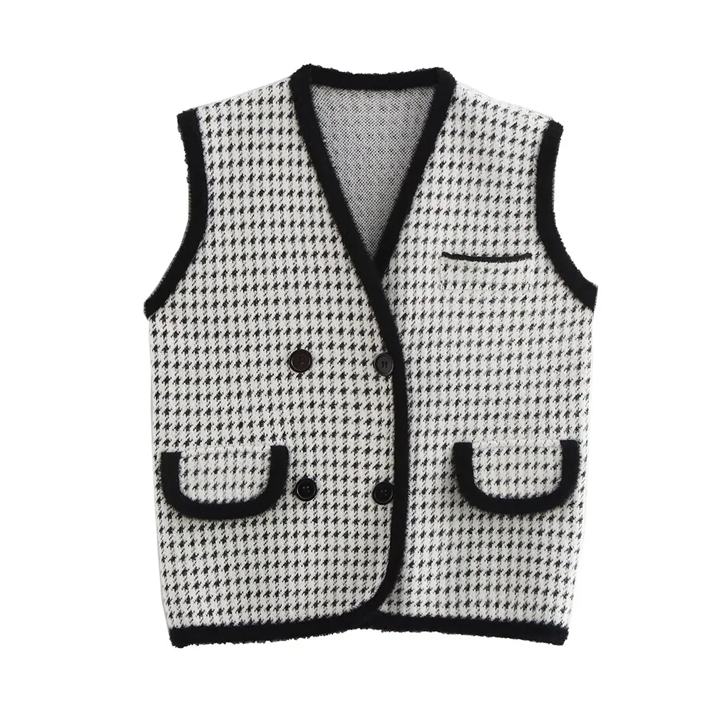 Autumn and winter new fashionable women's clothing casual elegant design sense fine grid edging V-neck knitted sleeveless vest
Autumn and winter new fashionable women's clothing casual elegant design sense fine grid edging V-neck knitted sleeveless vest