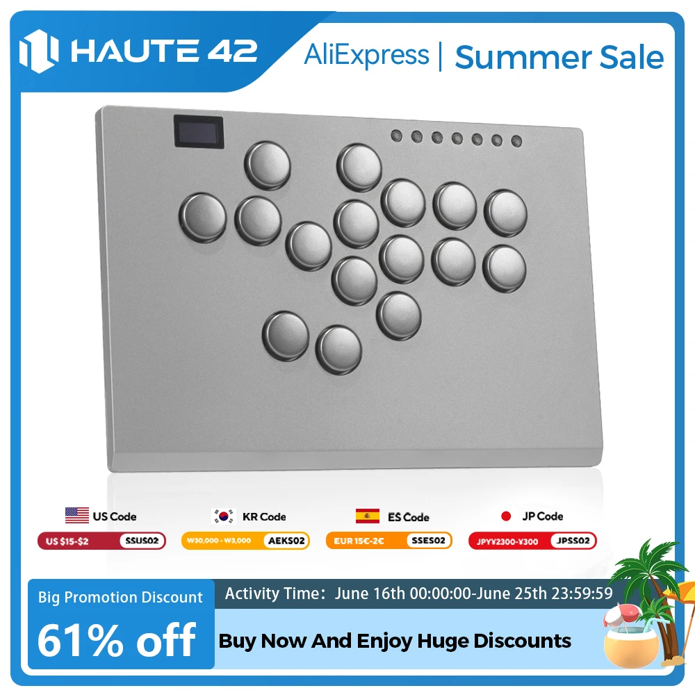 Haute42 Aluminium Alloy Hitbox Leverless Controller Stickless Arcade Stick For PC/PS4/PS5 Hitbox Fighting Arcade Controller
Haute42 Aluminium Alloy Hitbox Leverless Controller Stickless Arcade Stick For PC/PS4/PS5 Hitbox Fighting Arcade Controller