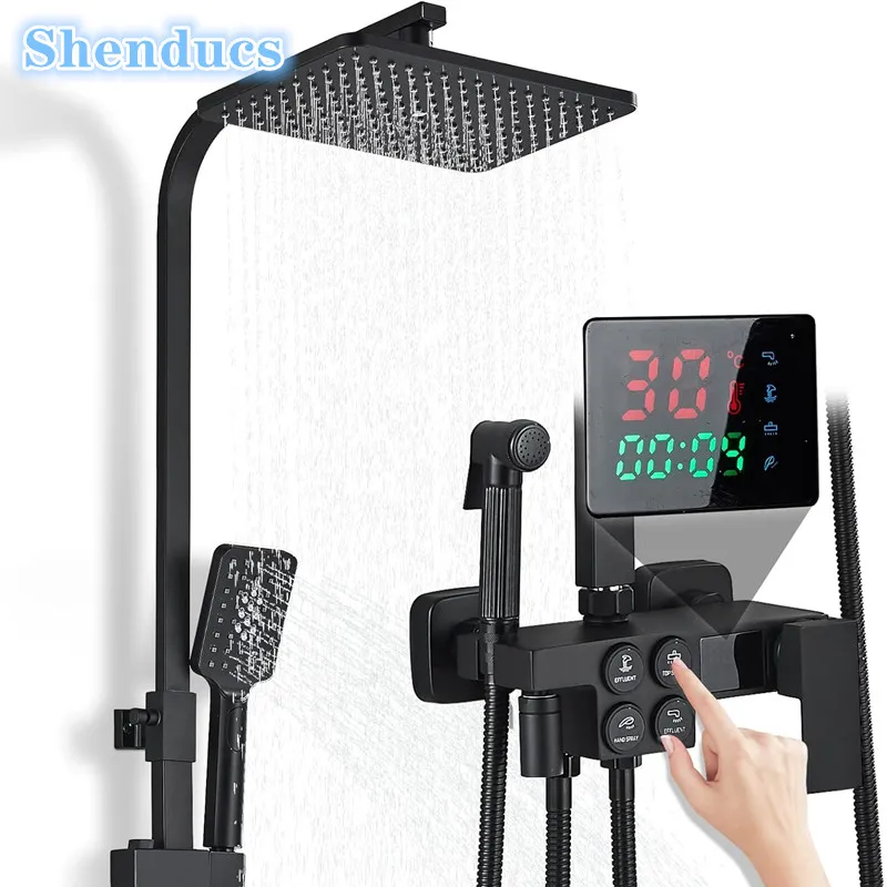 Цифровой душевой набор для горячей и холодной воды Senducs, латунный смеситель для ванной комнаты, насадка для дождевого душа, термостатическая цифровая душевая система
Цифровой душевой набор для горячей и холодной воды Senducs, латунный смеситель для ванной комнаты, насадка для дождевого душа, термостатическая цифровая душевая система