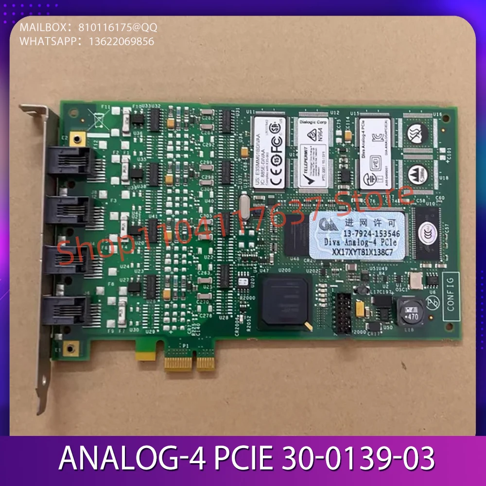 Компьютерная карта голосового сбора Diva Analog-4 PCIe 30-0139-03 REV:A IC 885E-DIVAA
Компьютерная карта голосового сбора Diva Analog-4 PCIe 30-0139-03 REV:A IC 885E-DIVAA