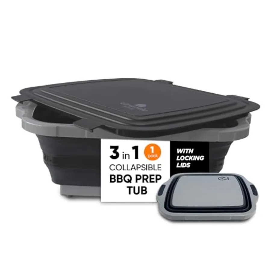 BBQ Prep Tub Collapsible X-Large with Cutting Board, Locking Lid Meal Prep Food Prep Containers with Lids for Resting Meat 3 Ad
BBQ Prep Tub Collapsible X-Large with Cutting Board, Locking Lid Meal Prep Food Prep Containers with Lids for Resting Meat 3 Ad