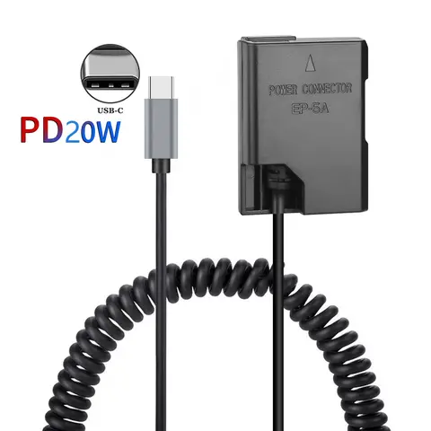 Adaptador de corriente CC de batería ficticia para Nikon, accesorio para Nikon D3100, D3200, D3300, D3400, D3500, D5100, D5200, D5300, D5500, USB-C, EL14A