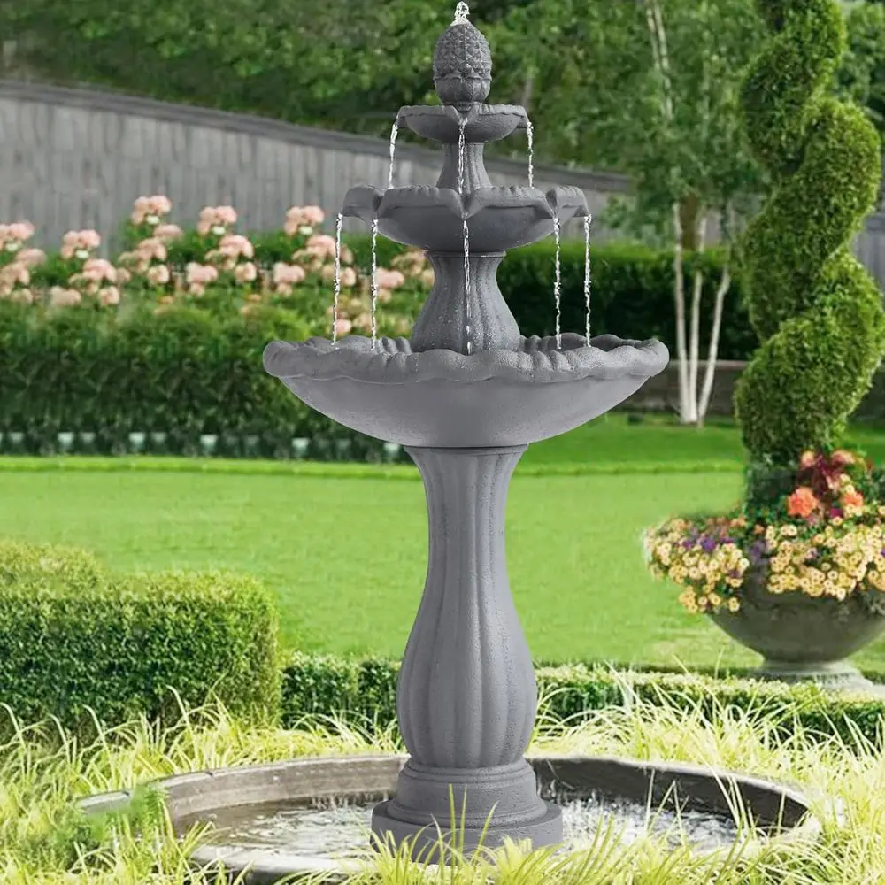 Large Grey Floor-Standing Resin Bubbler Fountain with Cascading Water for Outdoor Gardens and Patios
Large Grey Floor-Standing Resin Bubbler Fountain with Cascading Water for Outdoor Gardens and Patios