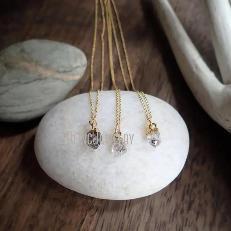 NM42102 Herkimer QUARTZ April Birthstone Necklace Raw Stone Bridal Jewelry
NM42102 Herkimer QUARTZ April Birthstone Necklace Raw Stone Bridal Jewelry