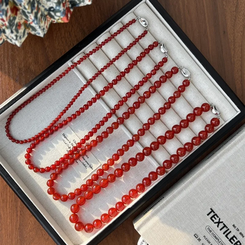 HQ 7A Natural Red Agate Bead Necklaces for Women Good Luck Red Beads Choker High-end Collarbone Chain Necklace Amulet Jewelry
HQ 7A Natural Red Agate Bead Necklaces for Women Good Luck Red Beads Choker High-end Collarbone Chain Necklace Amulet Jewelry