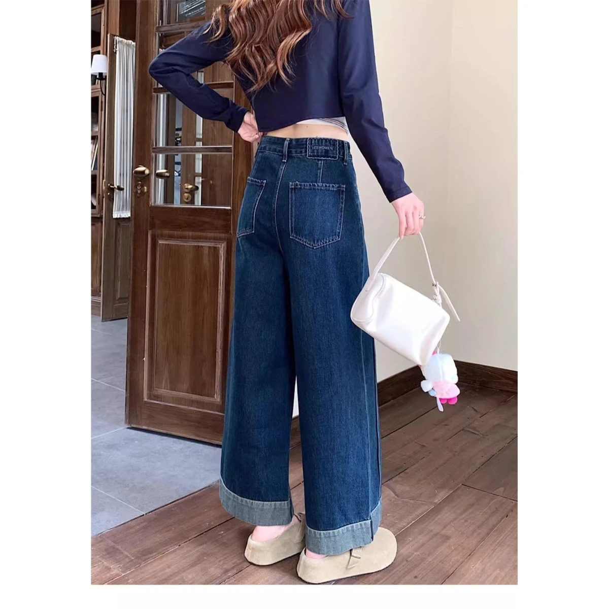 High Waist Wide Leg Denim Jeans Women's Casual Straight Cut Splicing Slimming Nine Point Loose Fit Spring Blue Cotton Polyester
High Waist Wide Leg Denim Jeans Women's Casual Straight Cut Splicing Slimming Nine Point Loose Fit Spring Blue Cotton Polyester