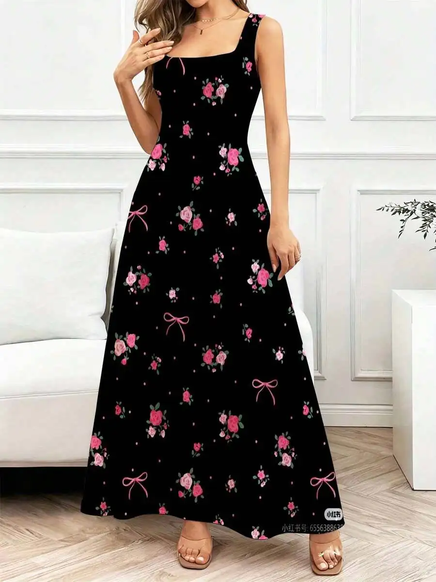 Square Neck Floral Print Maxi Dress With Bow Details For Women Casual Elegant Outfit
Square Neck Floral Print Maxi Dress With Bow Details For Women Casual Elegant Outfit