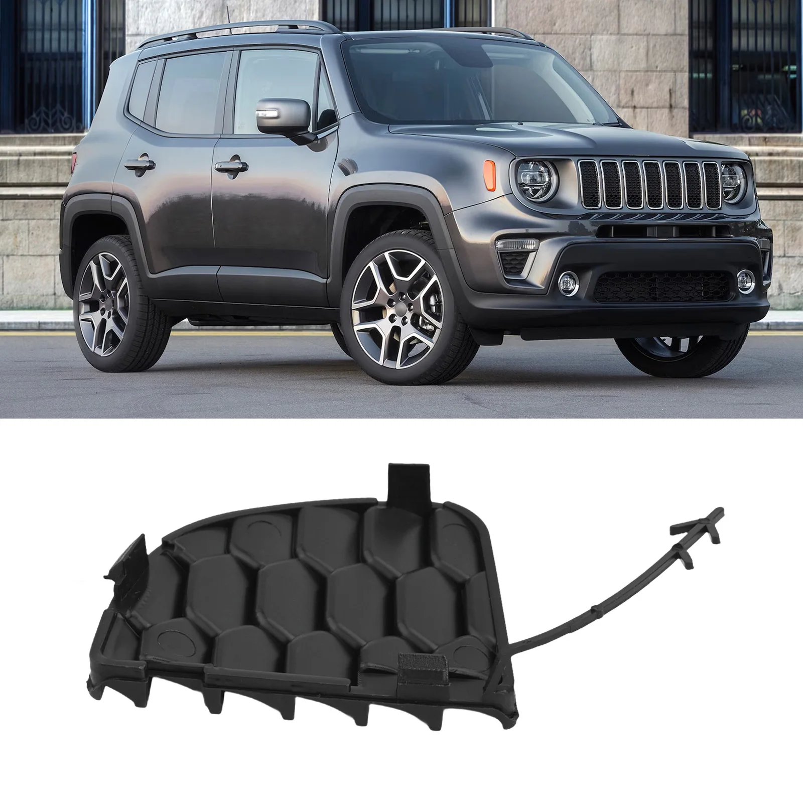 Rear Bumper Tow Hook Cover Hook Eye Cover Part Number 735645726 Unpainted Finish Vehicle Placement Rear For Renegade 2015-2020
Rear Bumper Tow Hook Cover Hook Eye Cover Part Number 735645726 Unpainted Finish Vehicle Placement Rear For Renegade 2015-2020