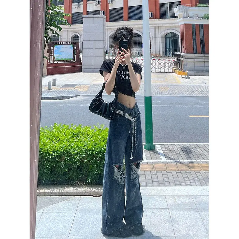 Hole Trend Denim Straight Leg Pants Women High Street Retro Y2K Hot Girl High Waist Loose Wide Leg Trousers Jeans Women L265
Hole Trend Denim Straight Leg Pants Women High Street Retro Y2K Hot Girl High Waist Loose Wide Leg Trousers Jeans Women L265