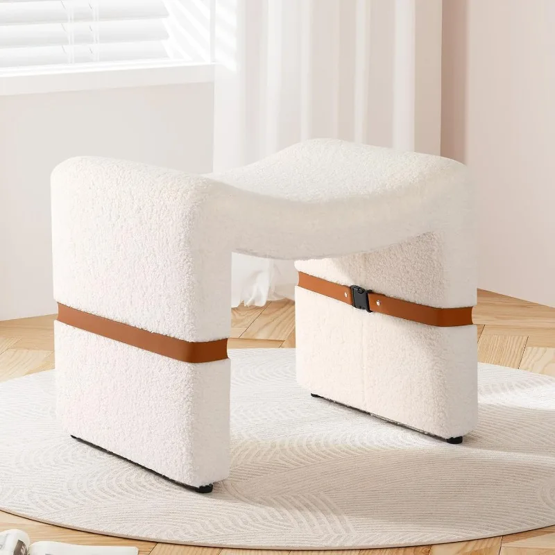 Vanity Stool, Sherpa M-Shaped Ottoman Foot Rest with Detachable Legs & Side Belt, Foot Stool with Soft Boucle Fabric Seat
Vanity Stool, Sherpa M-Shaped Ottoman Foot Rest with Detachable Legs & Side Belt, Foot Stool with Soft Boucle Fabric Seat
