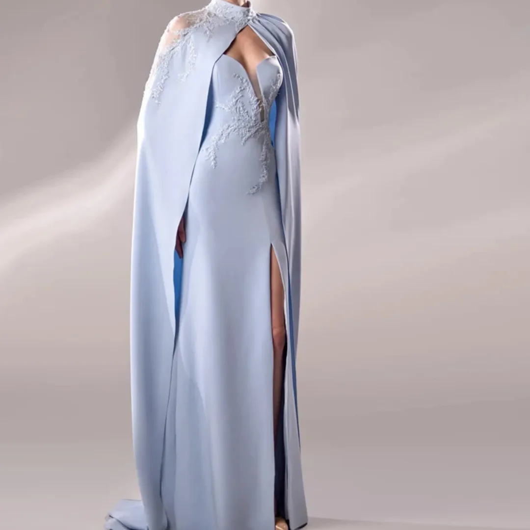Mermaid with Cape Wedding Guest Evening Robes Invitee Mariage Classic High Neck Groom Mother of The Bride Dress Customized
Mermaid with Cape Wedding Guest Evening Robes Invitee Mariage Classic High Neck Groom Mother of The Bride Dress Customized