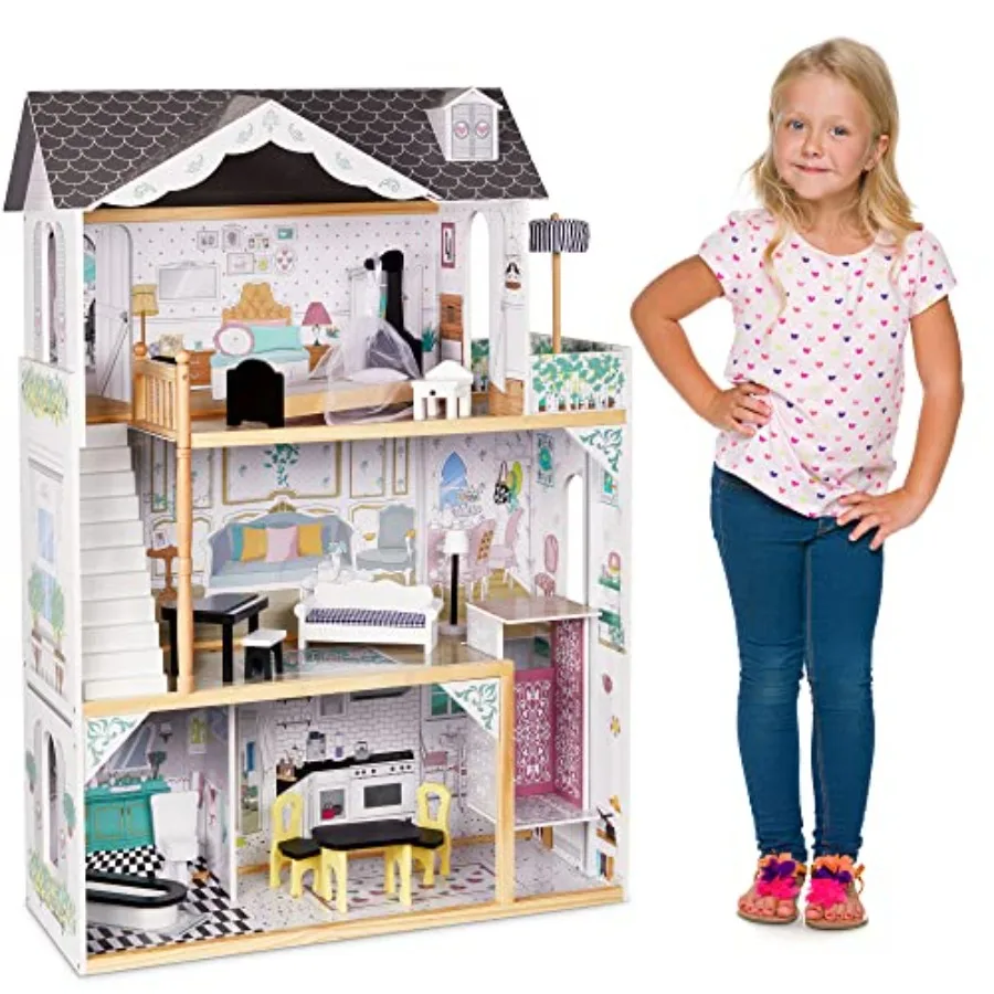 Wooden Dollhouse, with Elevator, Balcony and Stairs, Accessories and Furniture Included X-Large 3 Story Easy to Assemble Doll H
Wooden Dollhouse, with Elevator, Balcony and Stairs, Accessories and Furniture Included X-Large 3 Story Easy to Assemble Doll H