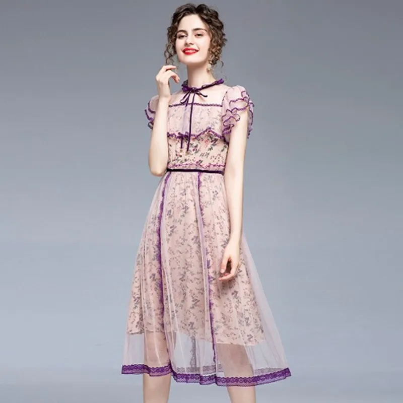 Floral Lace Ruffled Short-Sleeved High-Waisted Mesh Dress Women's 2022 Summer New Style s114
Floral Lace Ruffled Short-Sleeved High-Waisted Mesh Dress Women's 2022 Summer New Style s114