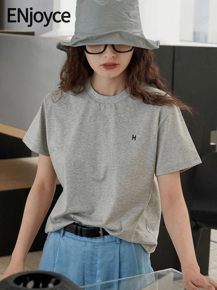 Summer Women Basic Style Letter H Embroidery Round Neck T-shirt Streetwear Short Sleeve Casual Loose Tees Pullovers Tops
Summer Women Basic Style Letter H Embroidery Round Neck T-shirt Streetwear Short Sleeve Casual Loose Tees Pullovers Tops