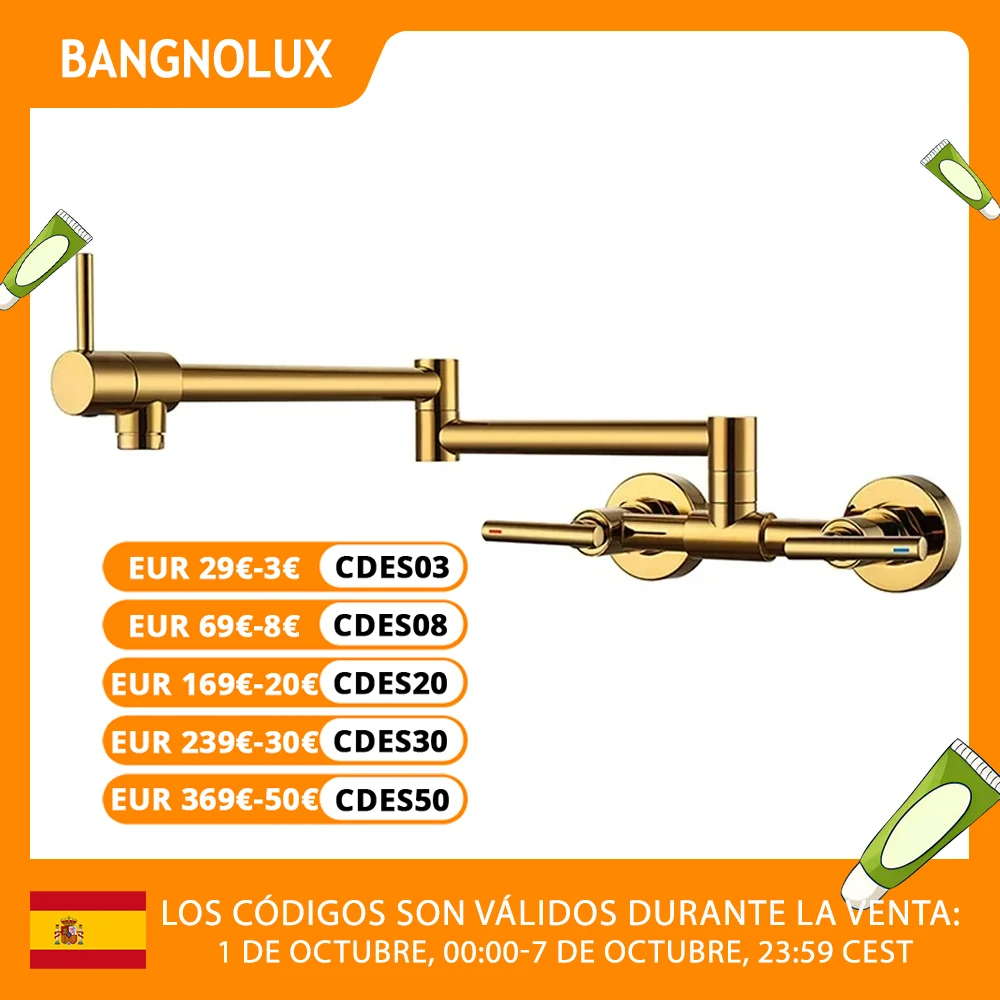 Pot Filler Faucet Wall Mounted Kitchen Mixer Solid Brass Swivel Spout Hot And Cold Water With Dual Handle
Pot Filler Faucet Wall Mounted Kitchen Mixer Solid Brass Swivel Spout Hot And Cold Water With Dual Handle