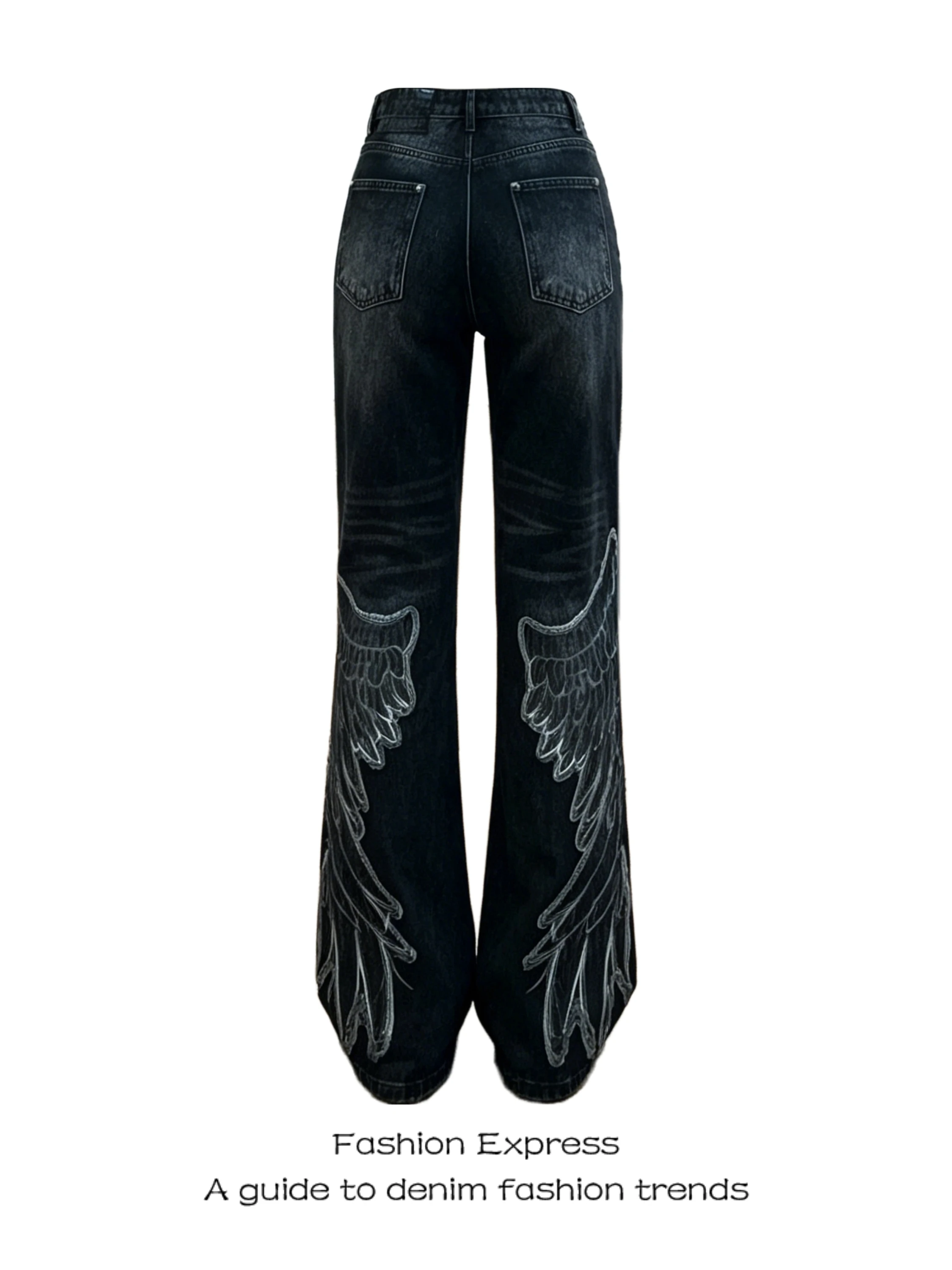 Black Denim Jeans Women's Vintage Distressed Wings Patch Slimming Wide Leg Pants High Waist Durable Everyday Wear 2026 Summer
Black Denim Jeans Women's Vintage Distressed Wings Patch Slimming Wide Leg Pants High Waist Durable Everyday Wear 2026 Summer