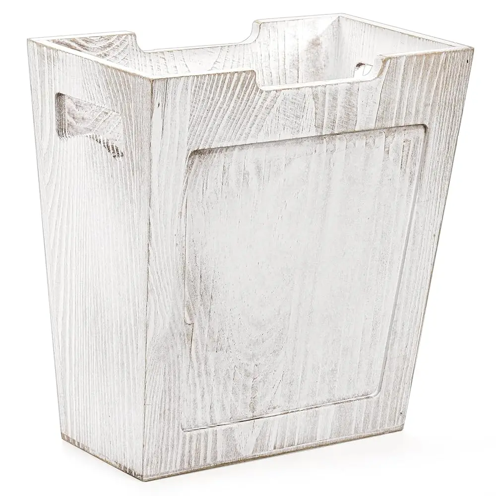 Wood Trash Can, Farmhouse Wastebasket with Handle Rustic Wooden Waste Basket Rectangular Small Decorative Garbage Container
Wood Trash Can, Farmhouse Wastebasket with Handle Rustic Wooden Waste Basket Rectangular Small Decorative Garbage Container